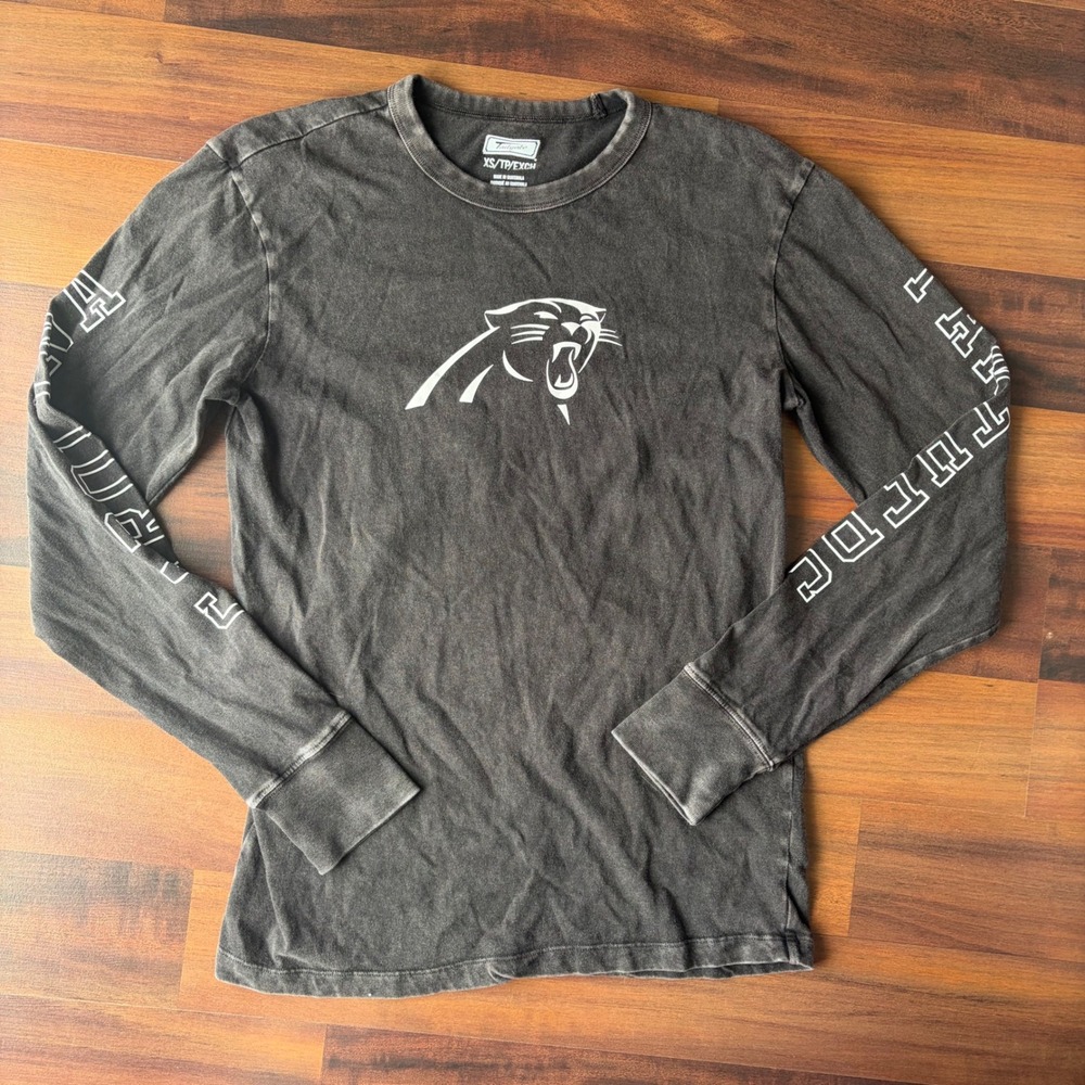 Tailgate Carolina Panthers Long Sleeve Shirt Charcoal Grey XS NFL Football Tee‎